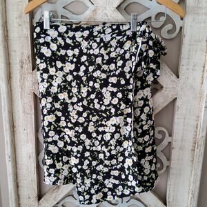 New Abound Women's Plus Size Floral Wrap Skirt in Black & Yellow